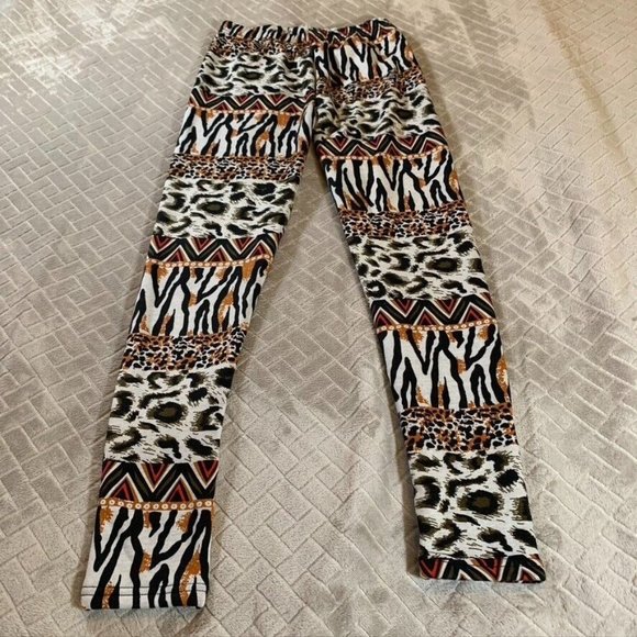 TRUE ROCK Pants - True Rock Womens Small Leggings Cozy Faux Fur Lined Animal Print Pull On Pants